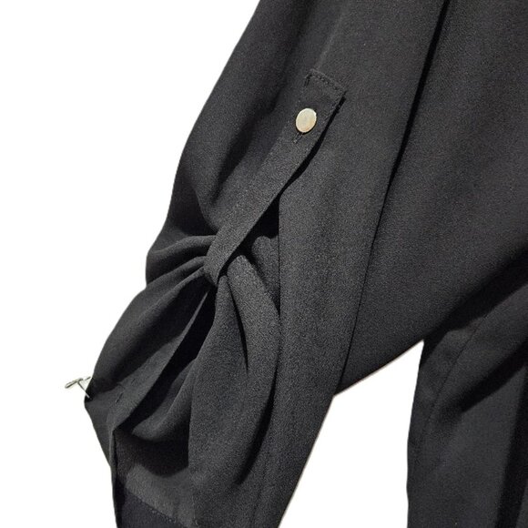 BLACK CHIFFON & LACE DRESSY BLOUSE TUNIC       2X - Picture 3 of 5